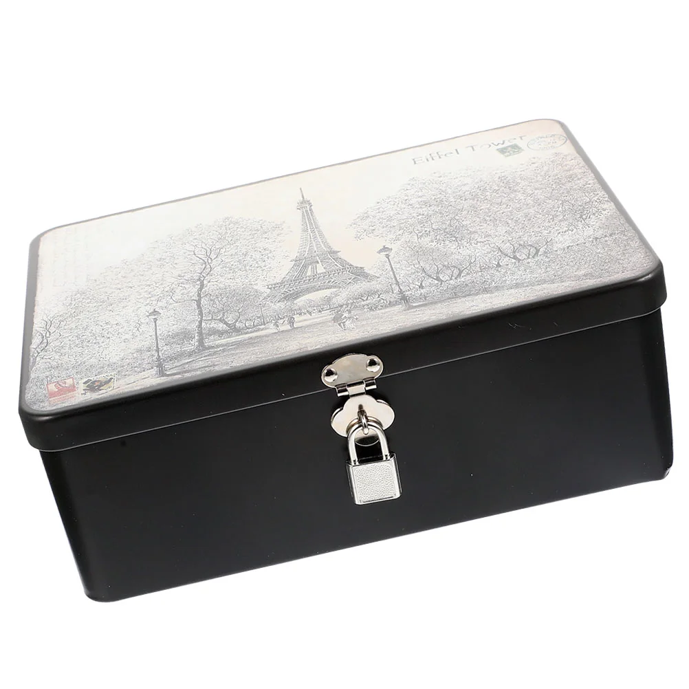 

Key Storage Box with Lock Candy Container Decorative Tins Metal Containers Tinplate