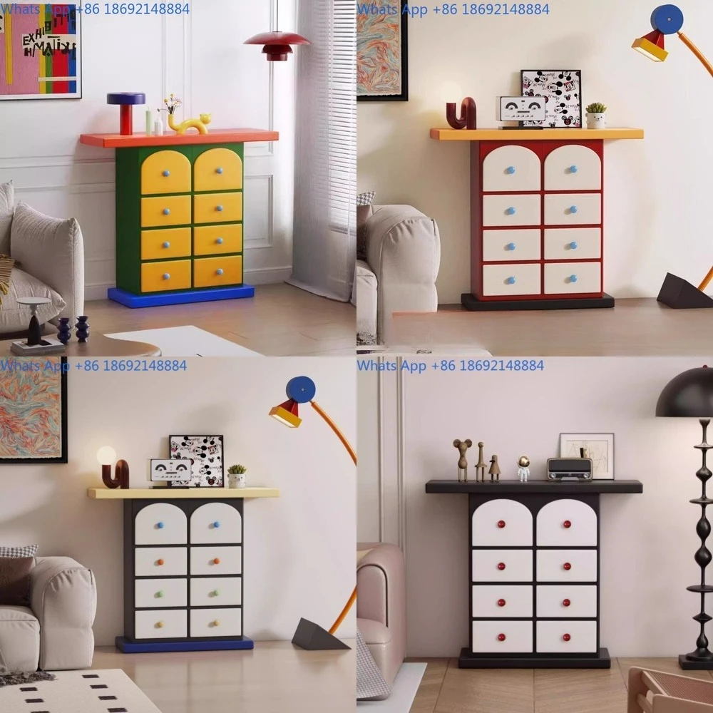 

Colorful Eight Drawer Storage Cabinet for Living Room Hallway Entryway Multipurpose Organizer for Home and Guest Room