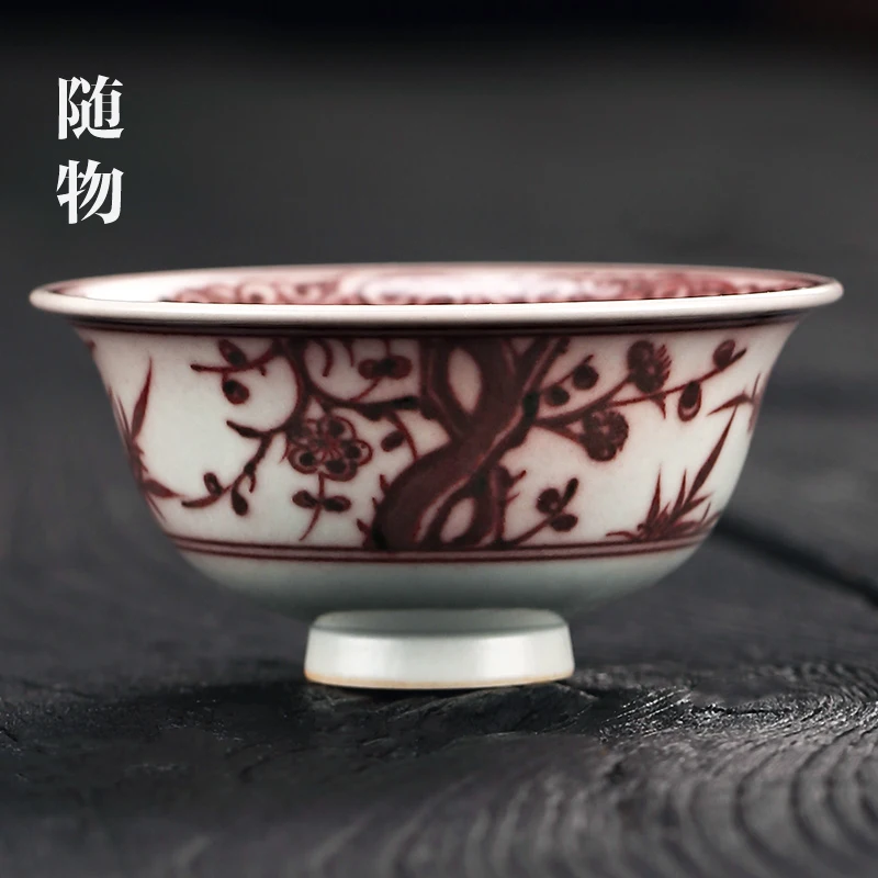 Under Glaze Red Blue And White Porcelain Master High End Women's Personal Single Bowl Tea Cup Jingdezhen