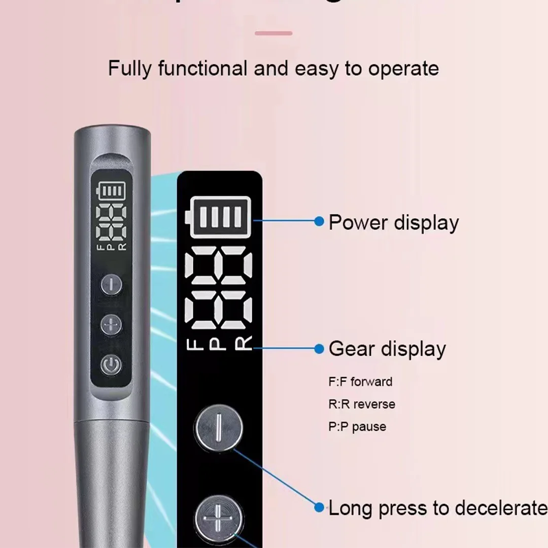 Perceuse à ongles électrique sans fil portable, 35000 tr/min, poignée électrique, perceuse à stylo USB, manucure et pédicure, pièce à main aste, écran LCD