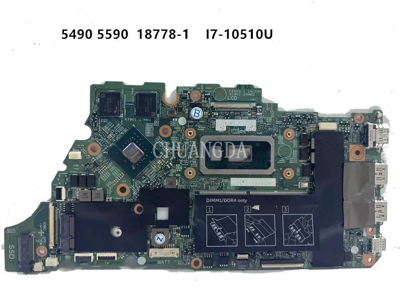 

For Dell Inspiron 5490 5498 5590 Laptop Motherboard 18778-1 0N3FXG 08967K 00HT1K I7-10510U MX250 4G 2G RAM 4G Notebook Mainboard