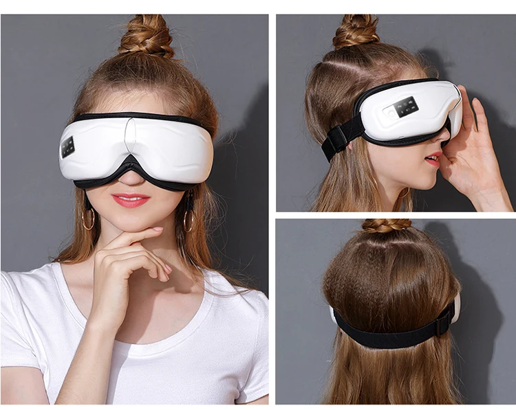 Smart 3D Eye Relieves Airbag Rechargeable Vibration Fatigue Electronic Blue Music Eye Massager With Heat Compression