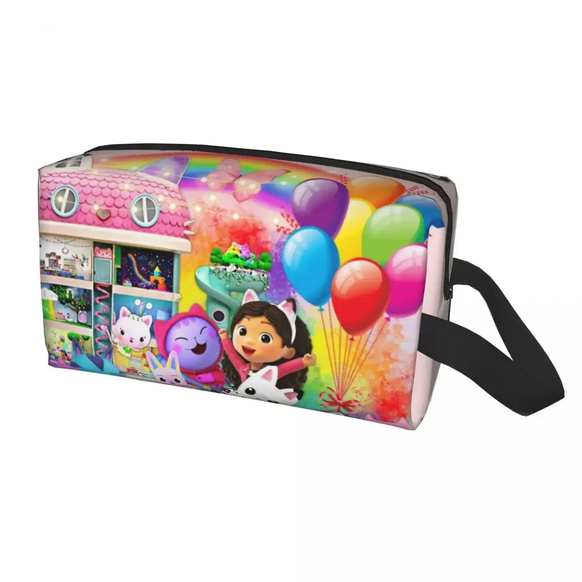 Kawaii Gabbys Dollhouse Travel Toiletry Bag Women Cartoon Anime Tv Cosmetic Makeup Bag Beauty Storage Dopp Kit