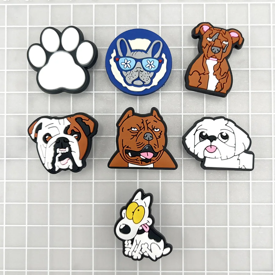 Dijes de PVC para zapatos de perro de gángster de dibujos animados, sandalias, accesorios para pulseras, hebilla de zapato, decoraciones, regalo para niños, insignia de Clips, 1 piezas