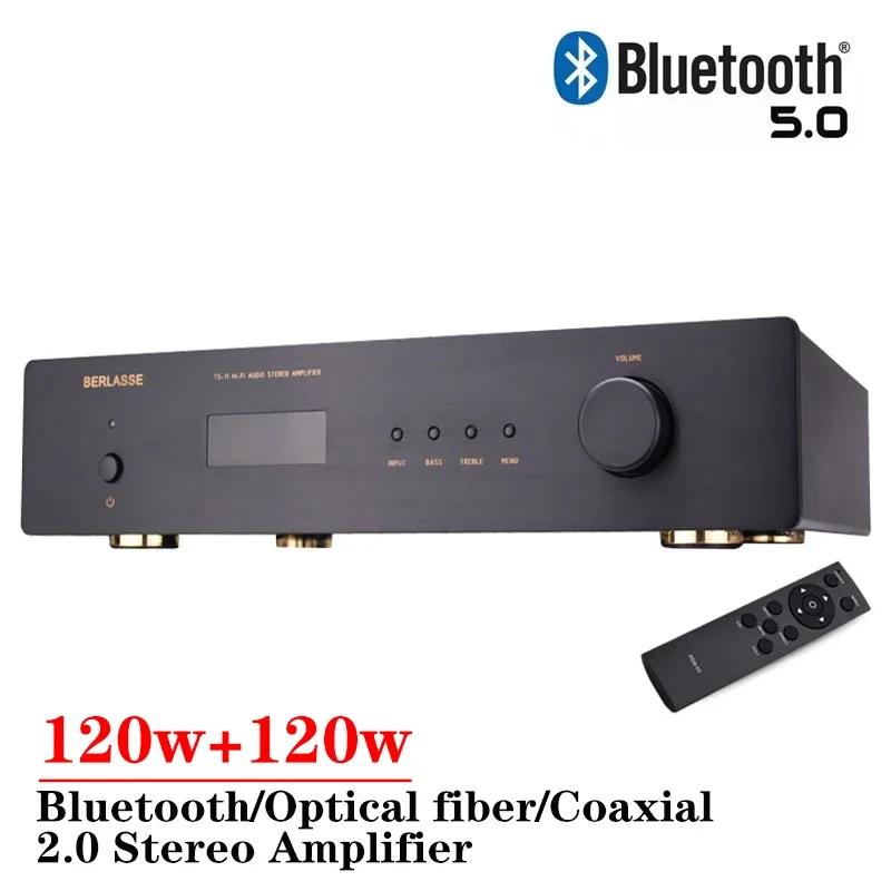 

120w*2 2-channel Stereo Amplifier High Power Supports Bluetooth 5.0 Fiber Coaxial Input JRC5532 HIFI Subwoofer Amplifier Audio