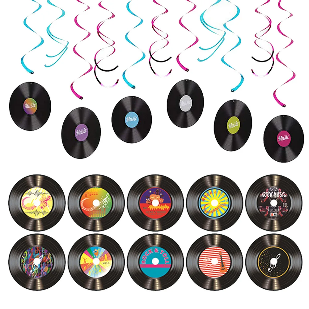 Registros Vintage Rock and Roll música fiesta fondo decoración de pared 80s 90s fiesta de cumpleaños discoteca música fiesta decoración suministros