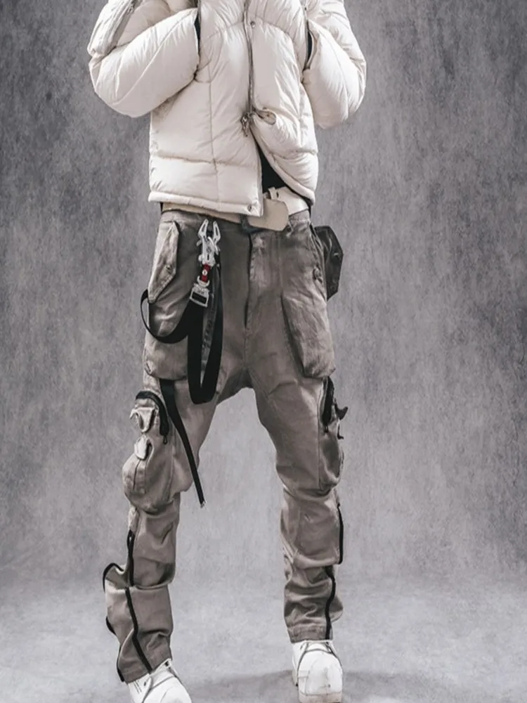 

Techwear Style Wear Wasteland Multi-Pocket Zipper Decorations High Street Niche Designer Brand Pants Trousers Overalls