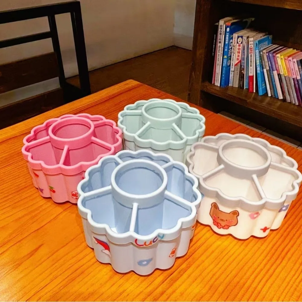 Container Large Capacity Desktop Organizer Space-Saving Rotatable Storage Holder Multi-functional Pencil Box Cosmetic Brush