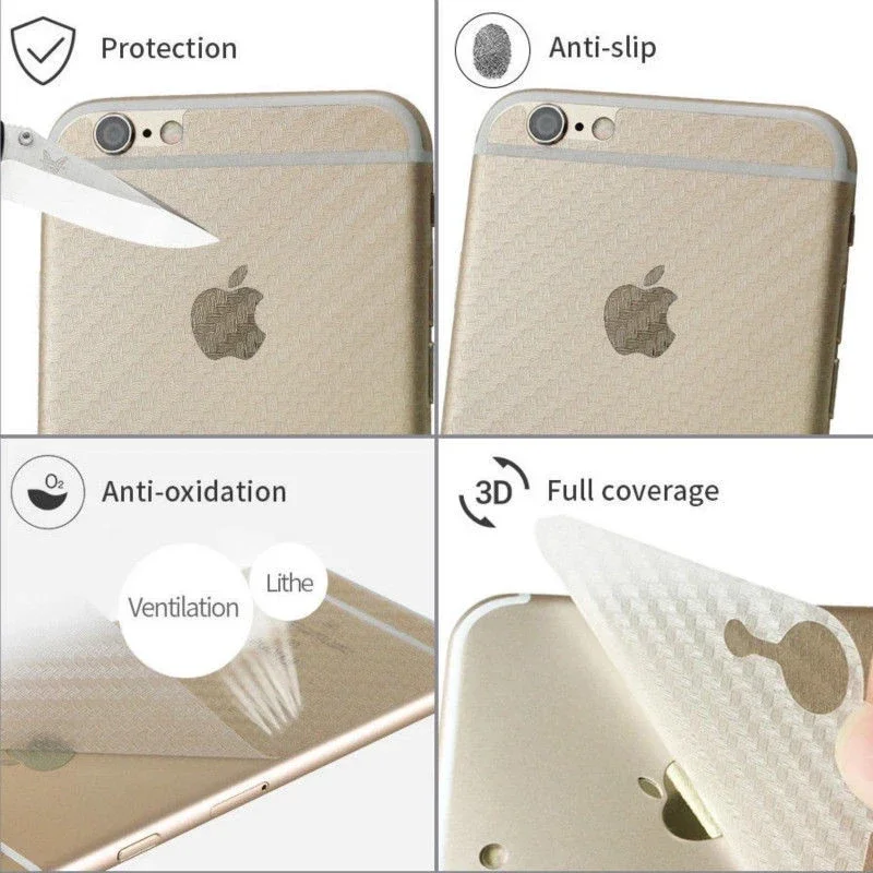 5PCS Back Film For IPhone 12 Mini SE2020 XS MAX Protective Film For iphone 15 14 13 12 11 Pro Max 8Plus Transparent Carbon Fiber