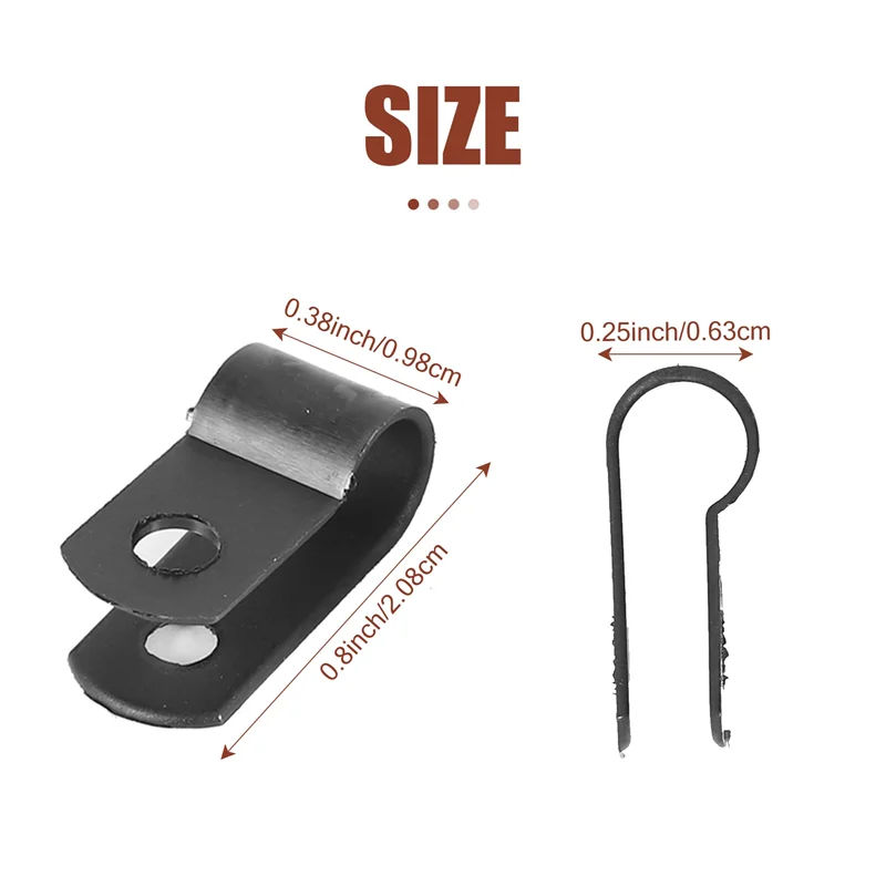 2025 Trend1000 Pcs 1/4 Inch Black Nylon R-Type Cable Clips For Mounting Indoor Outdoor Rope Light Electrical Wire Clamp Fastener