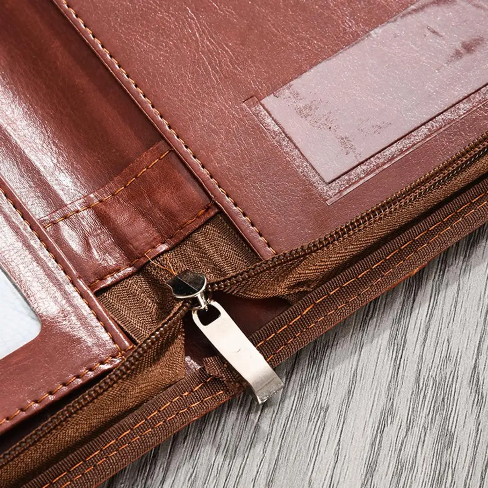 Faux Leather  Practical Business Manager A4 File Bag Tight Stitching File Folder Pen Insert   Travel Accessories