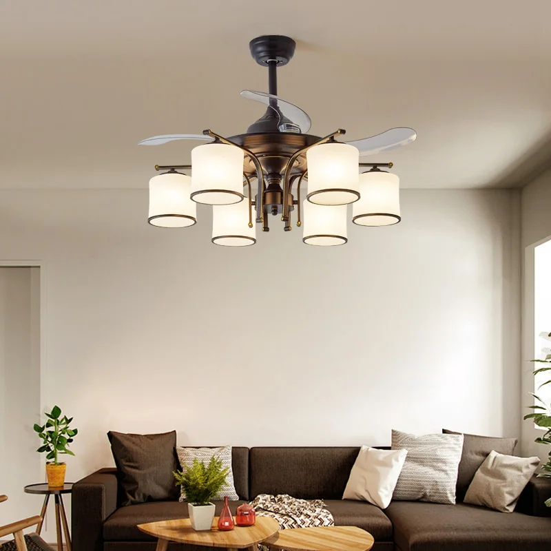 

Современные потолочные вентиляторы Stealth, роскошные вентиляторы для гостиной, ресторана, отеля, домашнего декора, вентилятор с подсветкой и пультом дистанционного управления