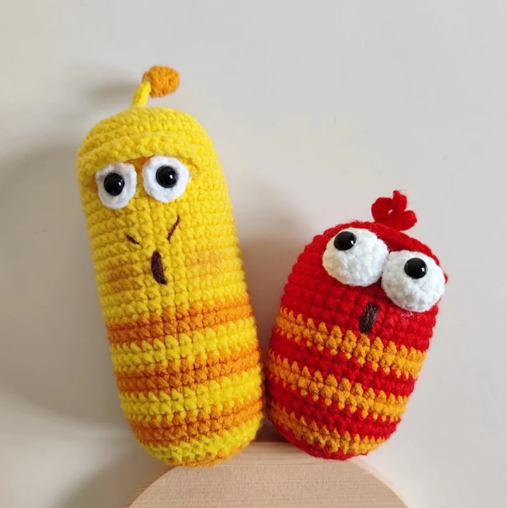 Diy artesanal engraçado bug chaveiro lã tricô material pacote dos desenhos animados criativo boneca crochê pingente presente