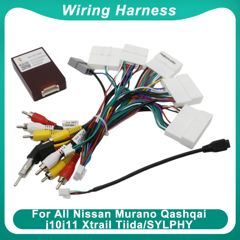 Android Car Radio Wiring Harness Power Cable for All For Nissan Murano Qashqai J10 J11 X-Trail Tiida Sylphy Adapter
