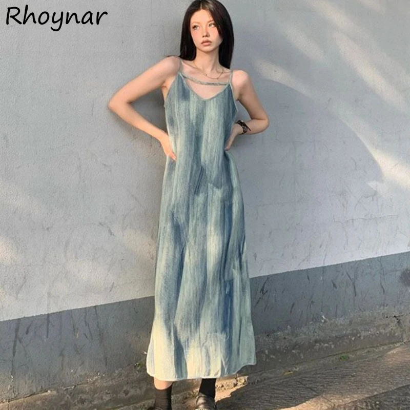 Sleeveless Midi Dress Women Gradient Temper Streetwear Summer Trendy Loose Holiday Breathable Korean Style A-line Vestidos New