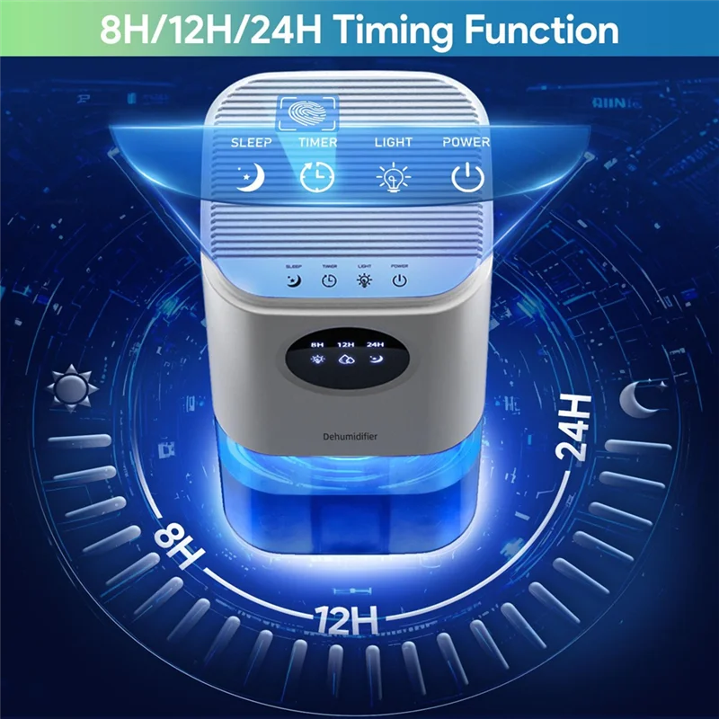 ASWUT-Quiet 1700ML Air Dehumidifier Home With 7 Color LED Timer& Auto-Shut-Off Function For Bedroom/Bathroom-Eu Plug