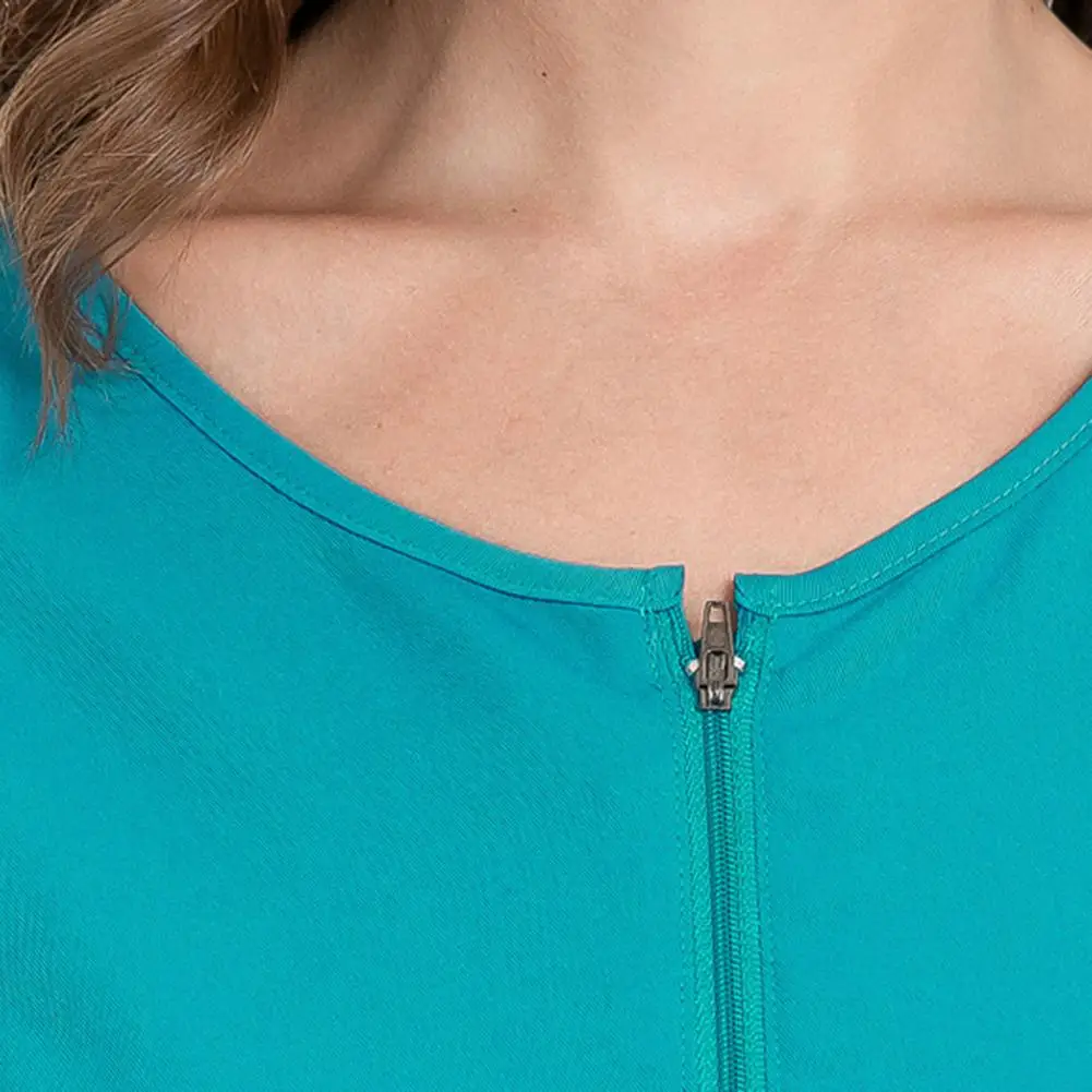 2025 Abbigliamento da lavoro da donna Completo da donna Uniforme medica Uniforme ospedaliera da donna Set con girocollo Cerniera Top Pantaloni in vita elastica Q