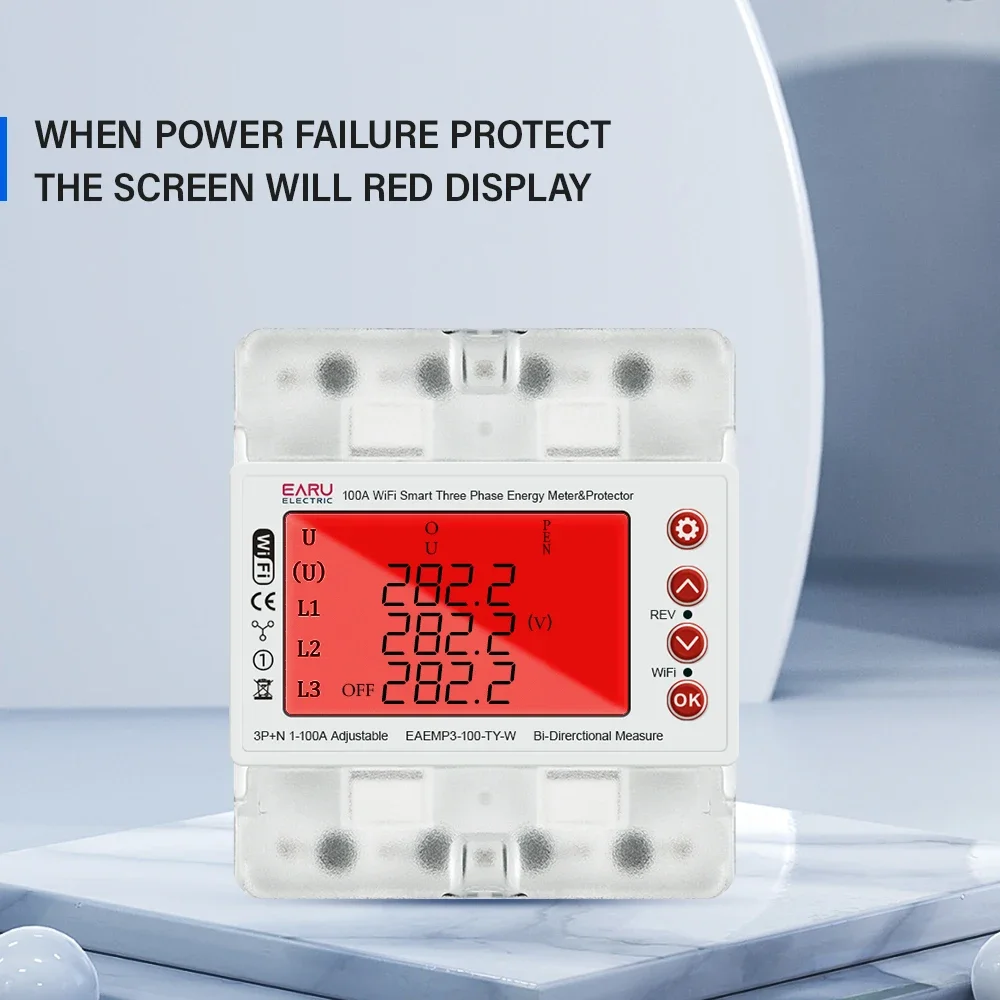 3-fazowy 380V 100A Tuya WiFi inteligentny dwukierunkowy miernik mocy energii kWh powyżej limitu prądu łącznik przekaźnikowy ogranicznik napięcia