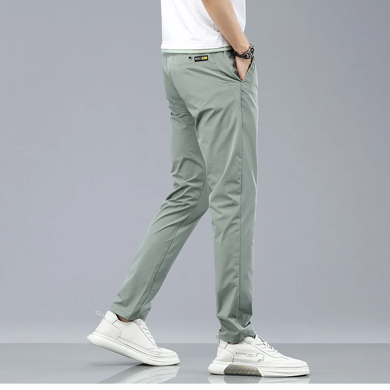 

Summer New Stretch Casual Pants Men Thin Soft Fashion Business Elastic Korean Slim Male Clothes Trousers Gray Black Green