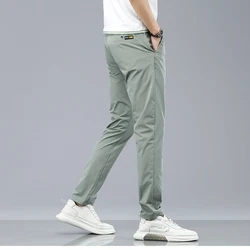 Summer New Stretch Casual Pants Men Thin Soft Fashion Business Elastic Korean Slim Male Clothes Trousers Gray Black Green