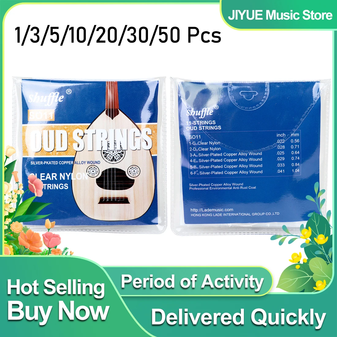 Shuffle 11-saitige Oud-Saiten, versilberte Nylonsaiten, rostfrei, professionelle Anfänger-Übungssaiten, Oud-Zubehör