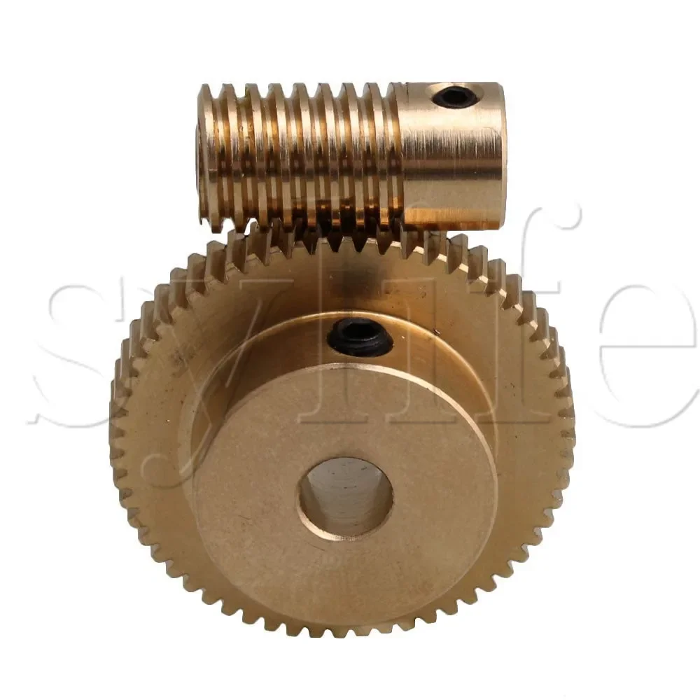 4mm Hole Yellow Brass Worm Gear Shaft & 60T 31mm OD 0.5 Modulus Wheel Set