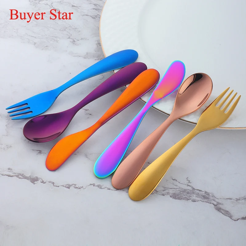 Luxury Kids Cutlery Set Stainless Steel Spoon fork knife Kit for Children flatware set tableware Kitchen utensil customized logo