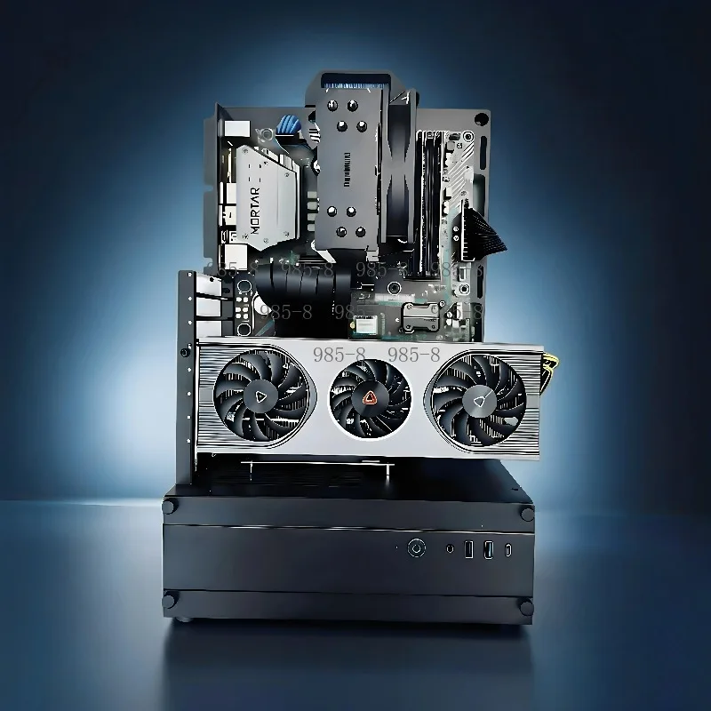 ATX MATX Vertical GPU Open Frame Desktop Case, Support 240 360 Liquid Air Cooling Mini Rack