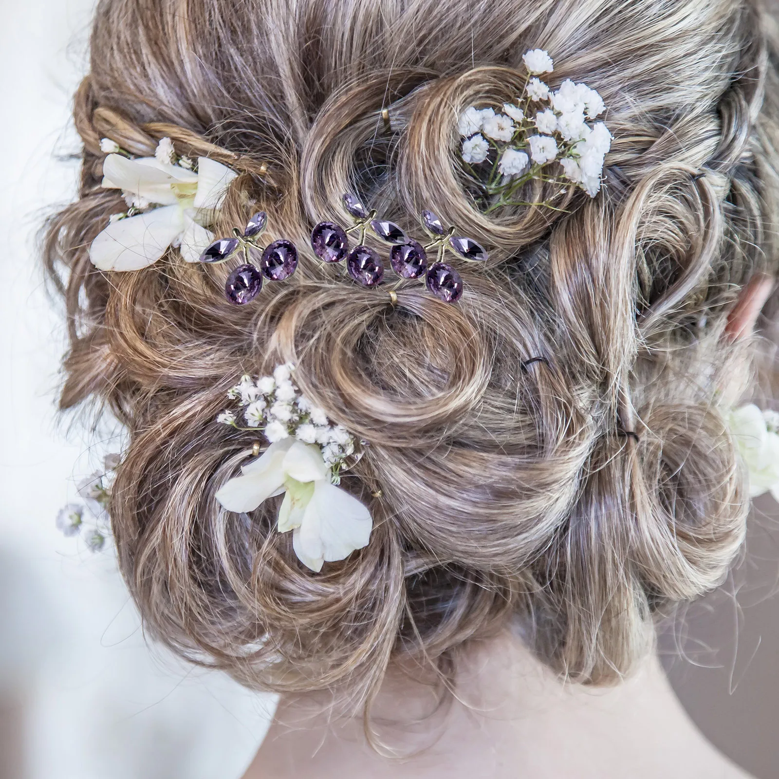 

4 Pcs Hairpin Bride Rhinestone Accessories Wedding Bridal Jewellery Cherry Ornaments