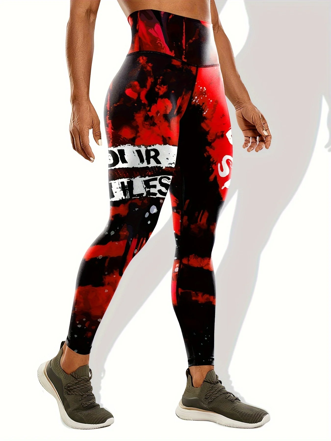 بنطال ضيق نسائي بطبعة عيد الميلاد مصنوع من مزيج البوليستر والألياف اللدنة قابل للتمدد ودافئ مثالي للخريف والشتاء #4