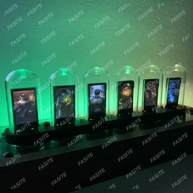 IPS Nixie Tube RGB Digital Led Glow Tube Clock Wood Luxury Creative Electronic Desktop Clocks Vacuum-tube Watches Ornaments Gift