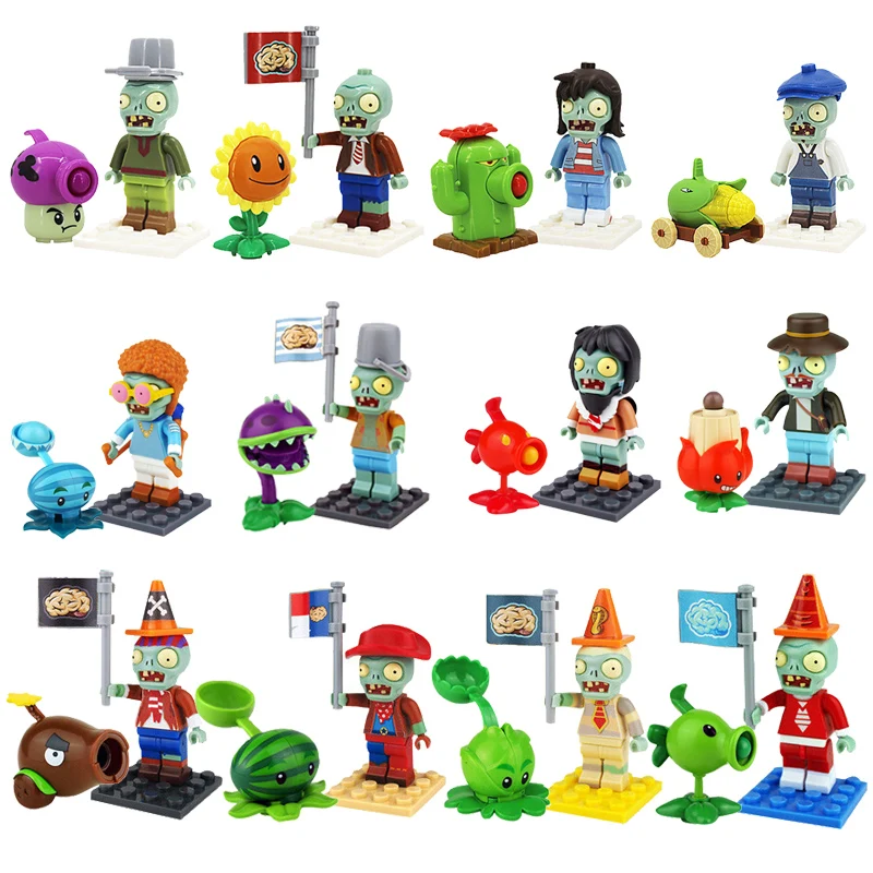 Plants Vs. Zombies Surprise Capsules Toys Kids Assembling Building Blocks Birthday Gifts Game Figure Model Dolls Random Send One