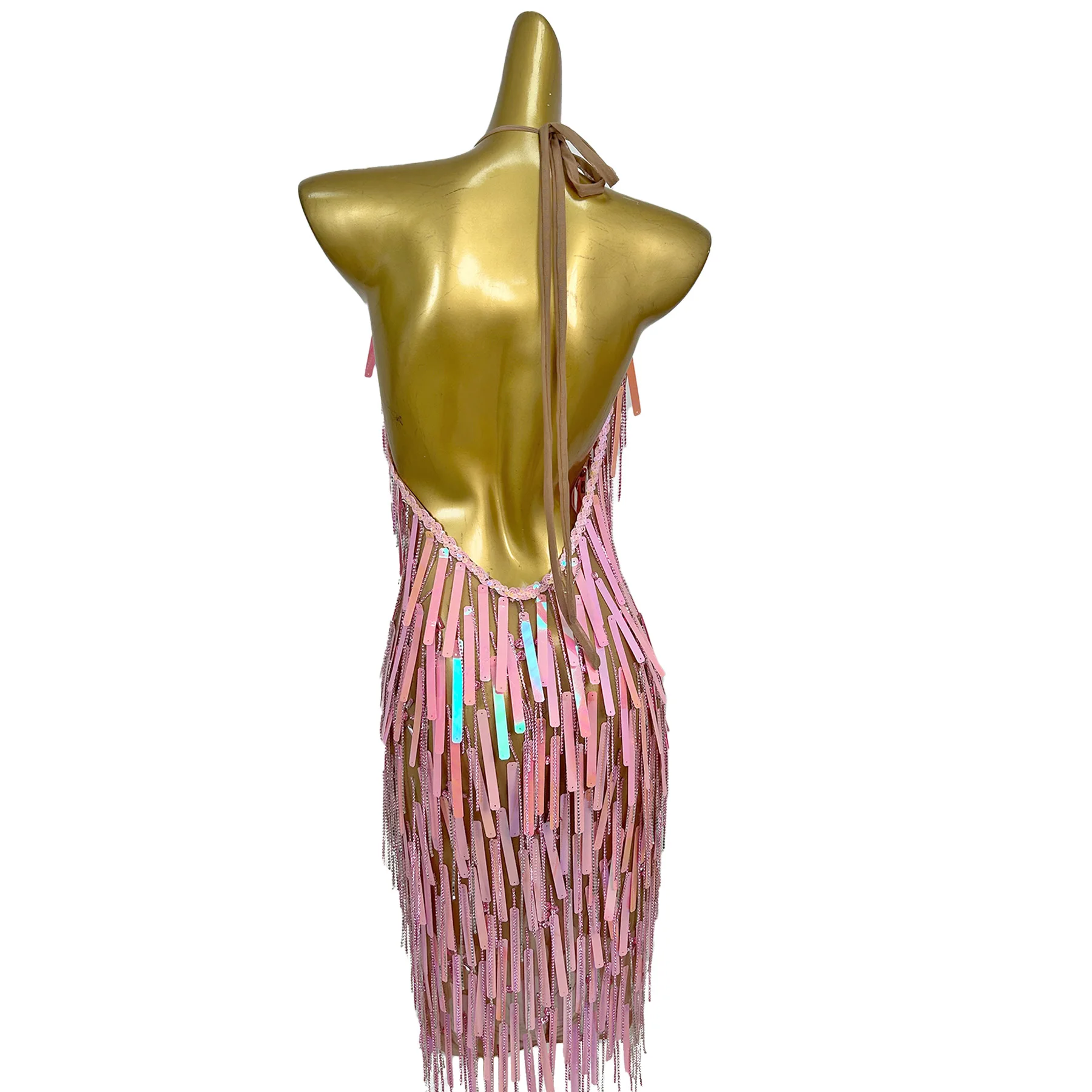 Ziliuguang-vestido elegante de gama alta para mujer, vestido con cuello en V y espalda descubierta con borlas, banquete de boda, cumpleaños, Navidad, vestidos de graduación de Año Nuevo