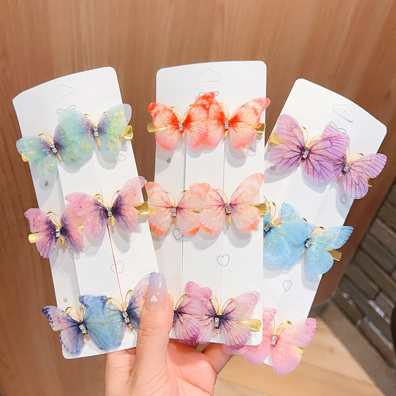 6PCS Colorful Butterfly Hairpins For Women Girl Sweet Barrette Side Bangs Clip Hair Ornament Headwear Fashion Hair Accessories