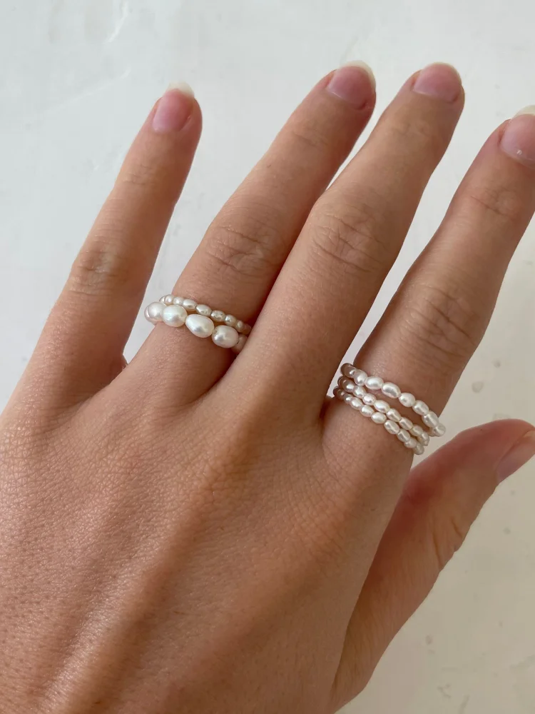 Women's Freshwater Pearl Stackable Rings, Elegant Design