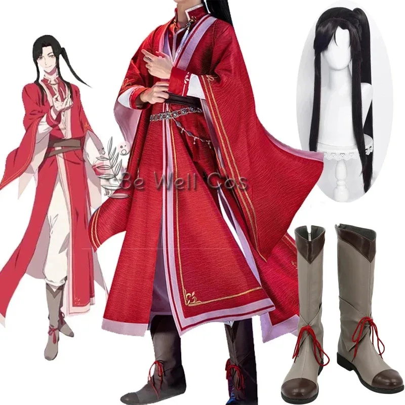 

Anime Heaven Official's Blessing Hua Cheng San Lang Ver Red Cosplay Costumes Tian Guan Ci Fu HuaCheng Cosplay Wig Shoes