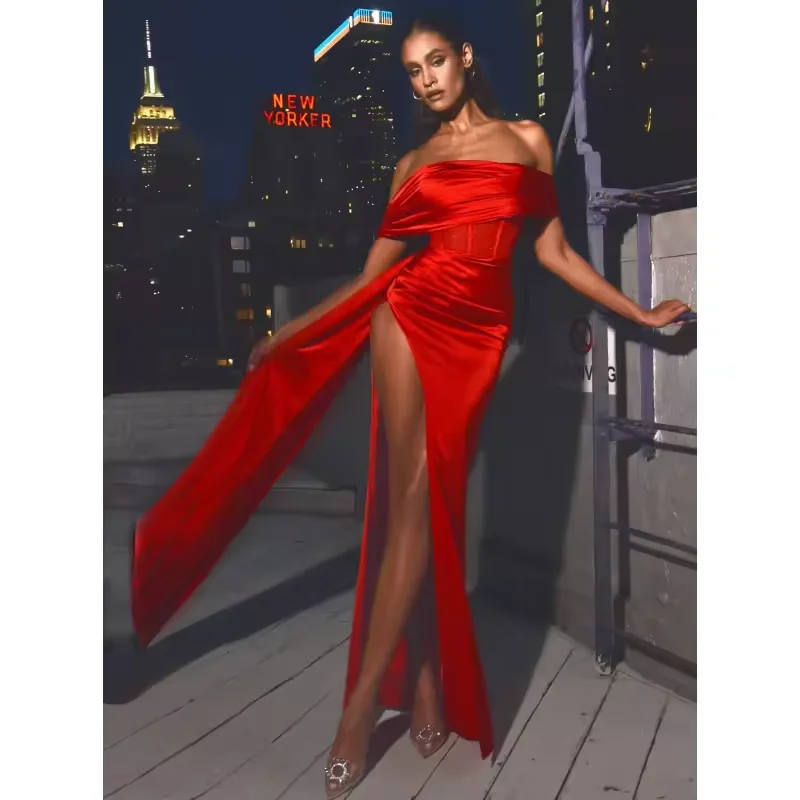 Robe de bal en Satin personnalisée, dos nu, manches courtes, Corset transparent, robe de soirée Cocktail, Sexy, fente latérale, robe de soirée formelle