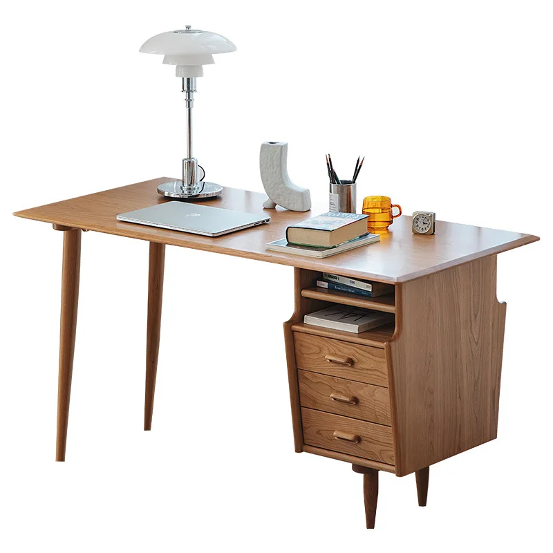 

Desk Solid wood Multifunctional desk Student study Double computer desk combination Japanese cherry wood
