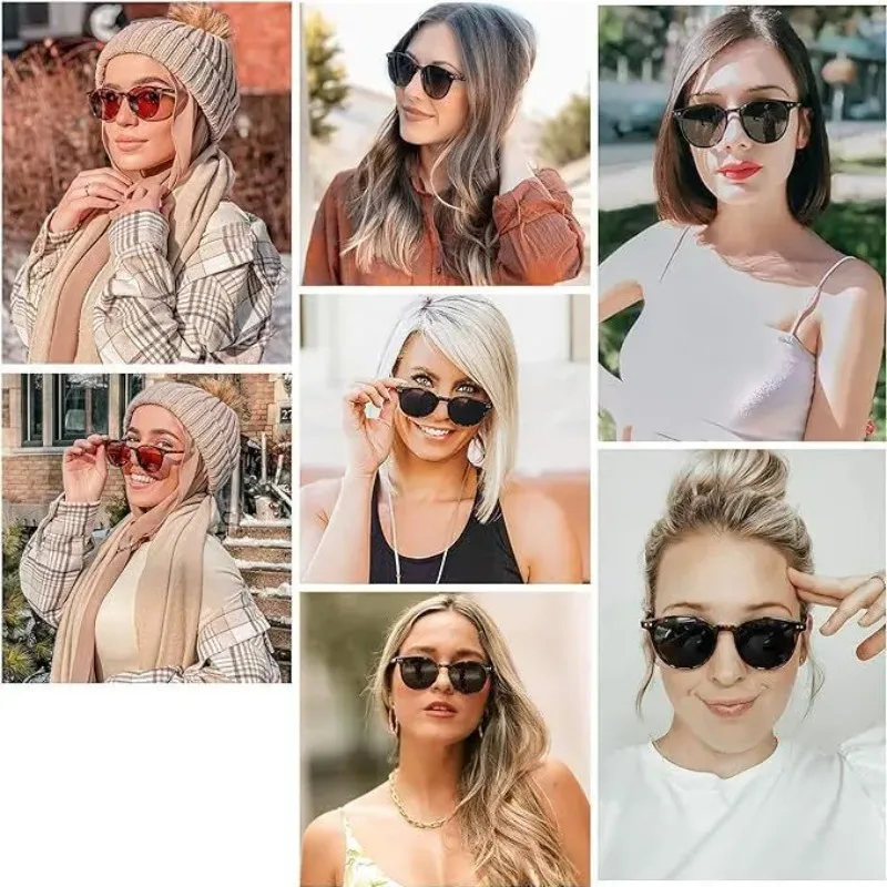 Vintage Fashion Round Sunglasses Women Men Brand Design Retro Rivet Yellow Blue Lens Square Sun Glasses Male Female Goggles view 4