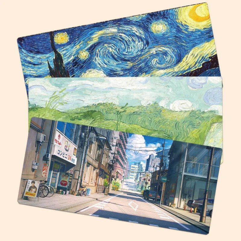 900x400MM Large Size Mouse Pad Scenery Neoprene Rubber With Top Fabric 800x300MM Game Mat Artist Table Cover Home Office