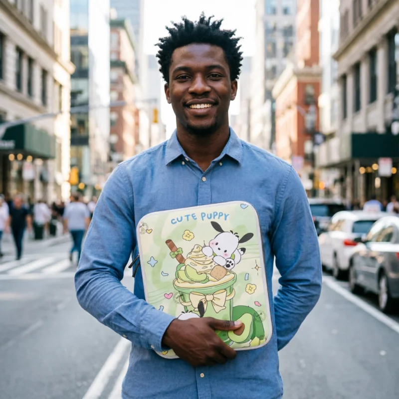 

Cartoon Storage Bag Hello Kitty Kurome Pachacco10 11 12 13 14 15 Inch Pu Tablet Bag Laptop Sleeve Bag for Macbook Holiday Gift