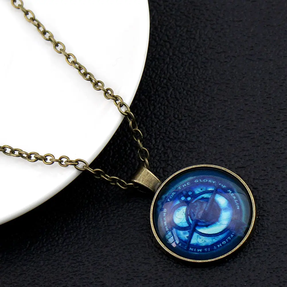 Troll Hunters Vintage Amulet Pendant Necklaces Bronze Color Chain Blue Crystal for Childrends Toys Women Men Jewelry Gifts