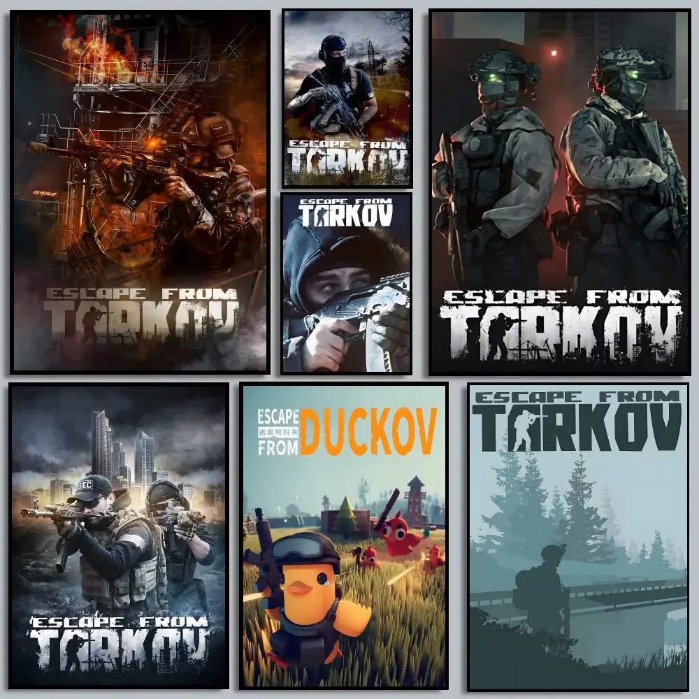 Escape from Tarkov Game Military Shooter Poster HD Waterproof Self-Adhesive For Living Room Gift Bedroom Hallway Wall Decor