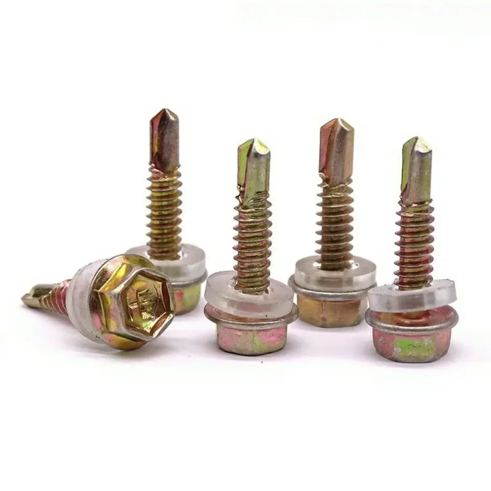 

Galvanized hexagonal drill tail screw Self-tapping self-drilling screw Galvanized color steel tile nail drill tail wire