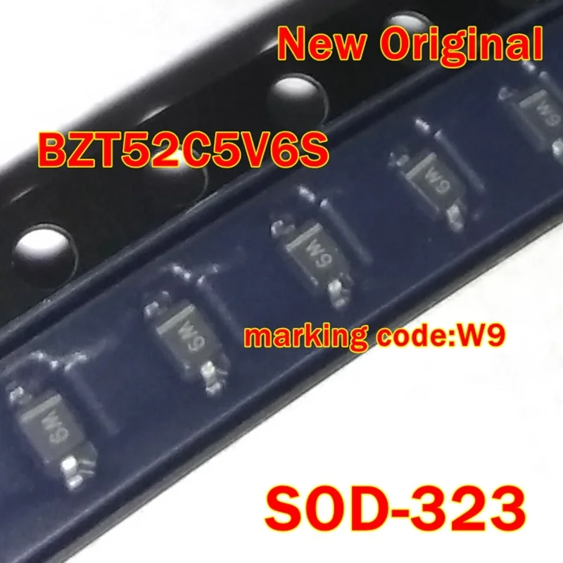 10Pcs to 1000Pcs Bzt52C5V6S Sod-323 New Original Marking Code:W9 200Mw 5.6V Surface Mount Zener Diode