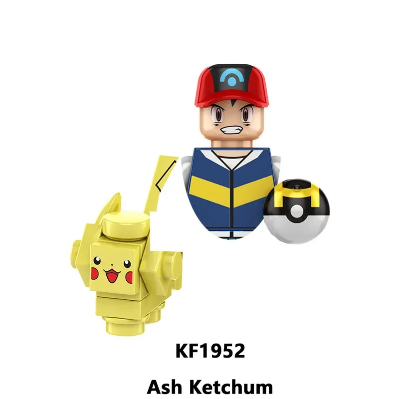 Bloco de construção Ash Ketchum Misty Calem Serena, Brinquedo de aniversário do menino, KF6189