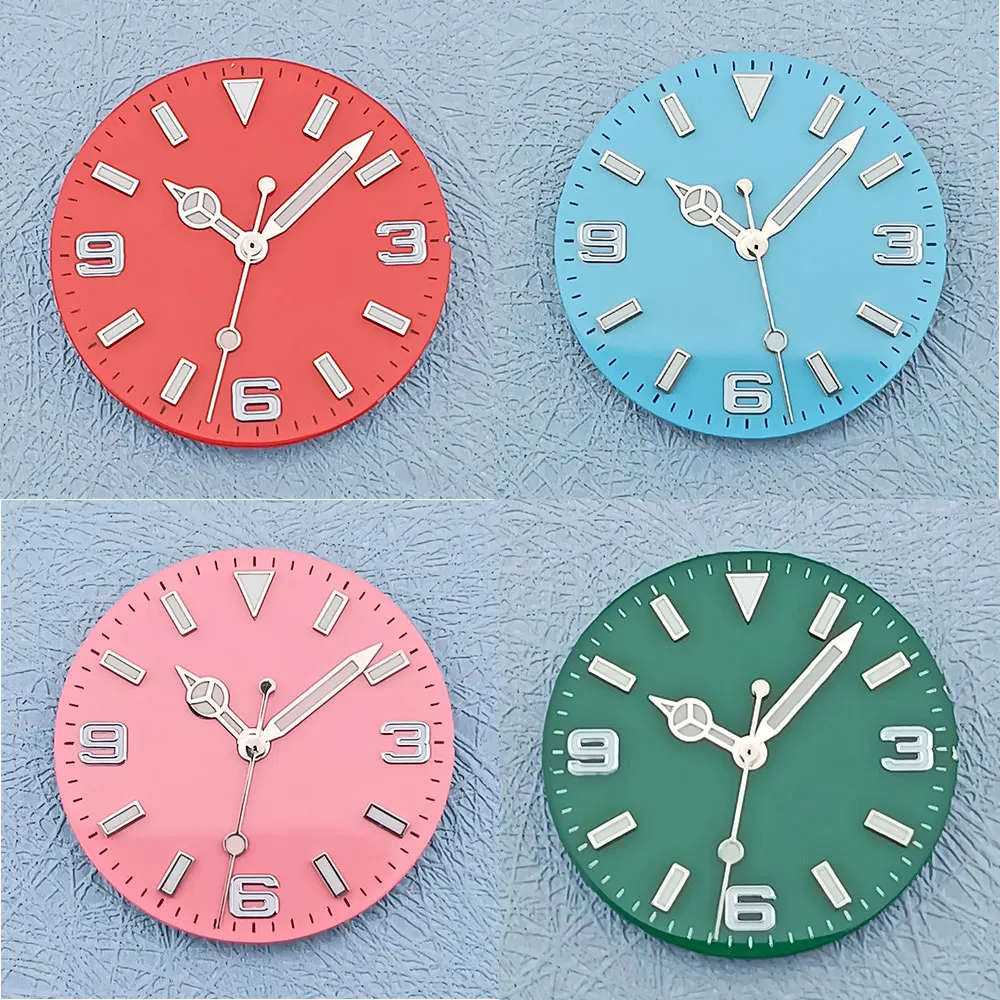 28.5mm NH35 dial suitable for NH35 NH36 movement pink sky blue red green black enamel material watch face accessories