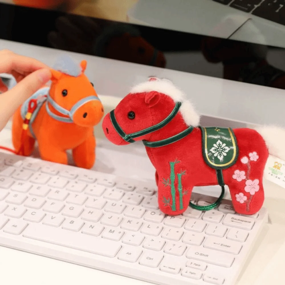 Geluk Leuke Knuffeldier Paard Kawaii 12 Cm Cartoon Ros Pop 2026 Jaar Van Paard Zachte Zodiac Pony Beeldje verjaardagscadeau