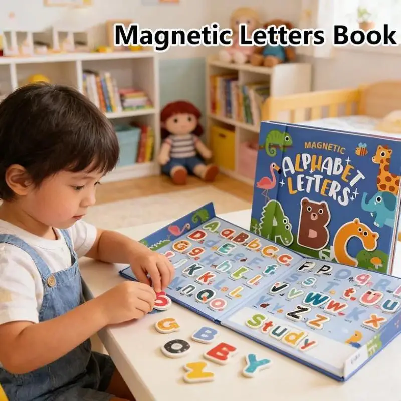 Aimants de réfrigérateur Montessori, 78 pièces, lettres magnétiques, livre, jeu de sort, jouets éducatifs pour enfants, cadeau