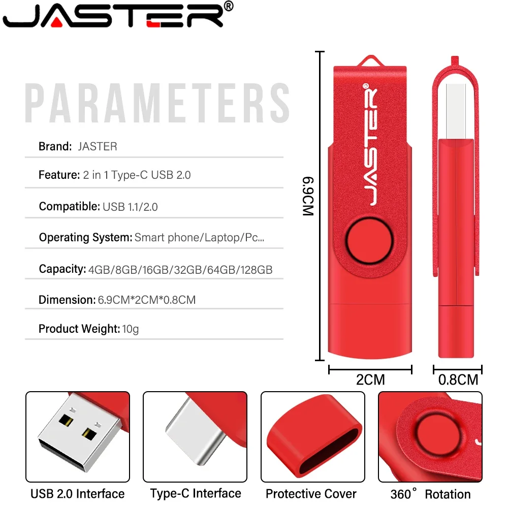 Usb 2.0 Flash Drive 2 In 1 Usb En Type C Pen Drive/4Gb/Pendrive Memory Stick Flash Disk Voor Pc Telefoon